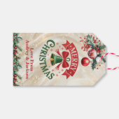 Red and Green Holly Holiday Gift Tag ギフトタグ (正面(横))