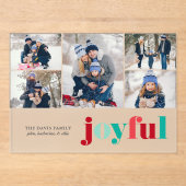 Red and Green "Joyful" Gallery of 5 Christmas アクリル招待状 (正面)