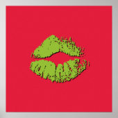 Red and Green Kissing Lips ポスター (正面)