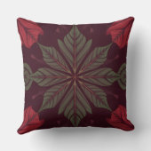 Red and Green Leaf Square Throw Pillow クッション (裏面)