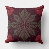 Red and Green Leaf Square Throw Pillow クッション (正面)