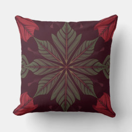 Red and Green Leaf Square Throw Pillow クッション