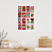 Red and Green Matchbox Label Collage, color ポスター (キッチン)