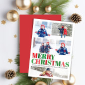 Red and Green Merry Christmas Photo シーズンカード