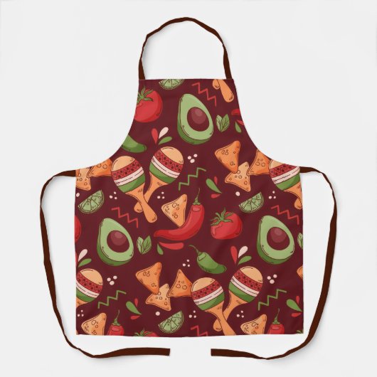Red And Green Mexican Food エプロン (正面)