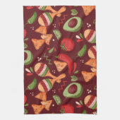 Red And Green Mexican Food キッチンタオル (縦)