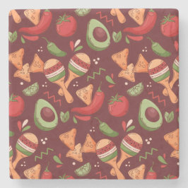Red And Green Mexican Food ストーンコースター