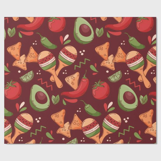 Red And Green Mexican Food ラッピングペーパー (フラット)