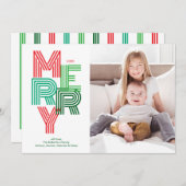 Red and Green Modern MERRY Christmas Holiday Card シーズンカード (正面/裏面)