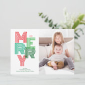 Red and Green Modern MERRY Christmas Holiday Card シーズンカード (スタンド正面)