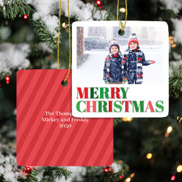 Red and Green Modern Photo Custom セラミックオーナメント