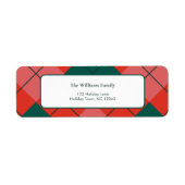 Red and Green Modern Plaid Family Return ラベル (正面)