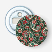 Red and Green Paisley Button Bottle Opener 栓抜き (正面)