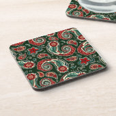 Red and Green Paisley Hard plastic coaster コースター (左側)