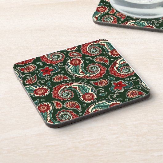 Red and Green Paisley Hard plastic coaster コースター (左側)
