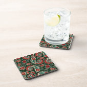 Red and Green Paisley Hard plastic coaster コースター (右側)