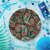 Red and Green Paisley Paper Plates ペーパープレート (パーティー)