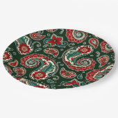 Red and Green Paisley Paper Plates ペーパープレート (アングル)