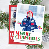 Red and Green Photo Collage Merry Christmas シーズンカード