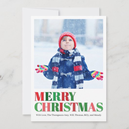 Red and Green Photo Collage Merry Christmas シーズンカード (正面)