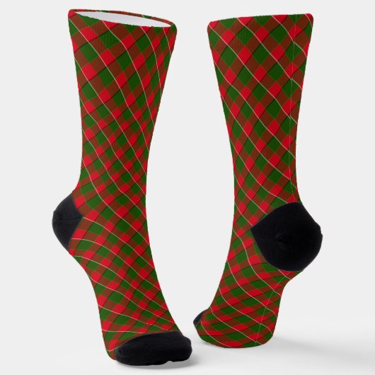 Red and Green Plaid Christmas ソックス (傾斜あり)