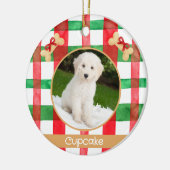 Red and Green Plaid Round Pet Ornament セラミックオーナメント (左)