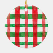 Red and Green Plaid Round Pet Ornament セラミックオーナメント (裏面)