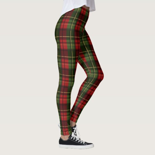 Red And Green Plaid Tartan Festive Pattern レギンス (右)