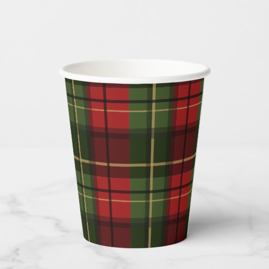 Red And Green Plaid With Laurel Wreath Monogram 紙コップ (裏面)