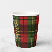 Red And Green Plaid With Laurel Wreath Monogram 紙コップ (左)