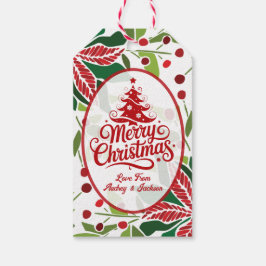 Red and Green Poinsettia Gift Tag ギフトタグ