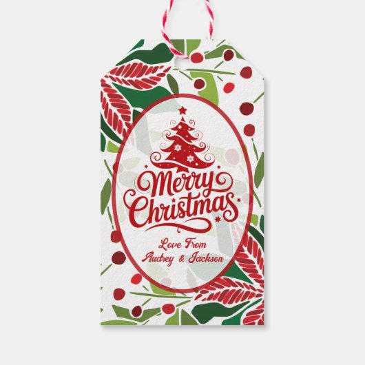 Red and Green Poinsettia Gift Tag ギフトタグ (裏面)