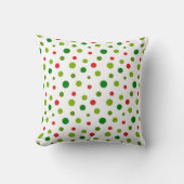 Red and Green Polka Dot Christmas Pillow クッション (正面)