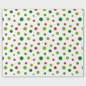 Red and Green Polka Dot Christmas Wrapping Paper ラッピングペーパー (フラット)