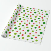 Red and Green Polka Dot Christmas Wrapping Paper ラッピングペーパー (アンロールド)