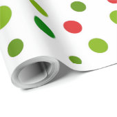 Red and Green Polka Dot Christmas Wrapping Paper ラッピングペーパー (ロールコーナー)