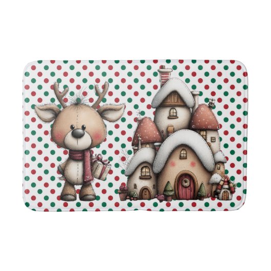 Red and Green Polka Dots バスマット (正面)