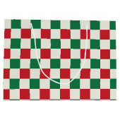Red and Green Retro Holiday Check Pattern ラージペーパーバッグ (裏面)