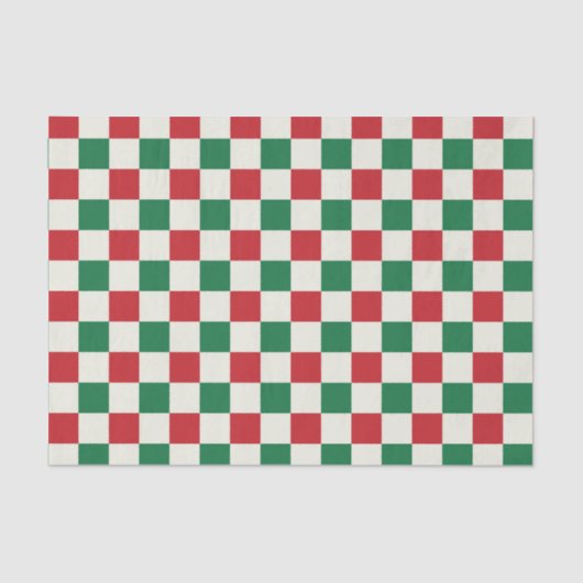 Red and Green Retro Holiday Check Pattern 薄葉紙 (正面)