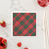Red and Green Scottish Diagonal Tartan Plaid スタンダードカクテルナプキン (インサイチュ)