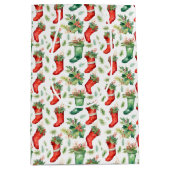 Red and Green Stockings Pattern Wine Small and ミディアムペーパーバッグ (正面)