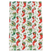 Red and Green Stockings Pattern Wine Small and ミディアムペーパーバッグ (裏面)