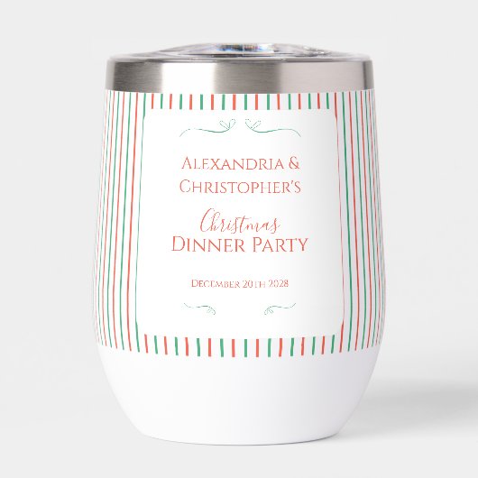 Red and Green Stripe Christmas Dinner Party Favor (正面)