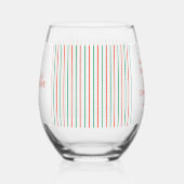 Red and Green Stripe Christmas Dinner Party Favor ステムなしワイングラス (右)