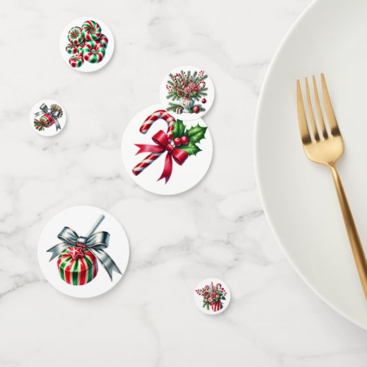 RED AND GREEN STRIPED HOLIDAY CHRISTMAS CANDY コンフェッティ (グループ)