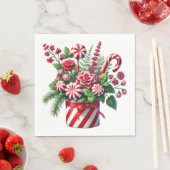 RED AND GREEN STRIPED HOLIDAY CHRISTMAS CANDY スタンダードランチョンナプキン (インサイチュ)