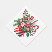 RED AND GREEN STRIPED HOLIDAY CHRISTMAS CANDY スタンダードランチョンナプキン (角)