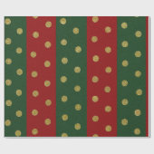 Red and green Stripes and Gold Polka Dots ラッピングペーパー (フラット)