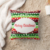 Red and Green Stripes Polka Dots Christmas  クッション (ブランケット)