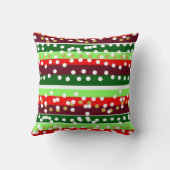 Red and Green Stripes Polka Dots Christmas  クッション (裏面)